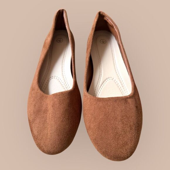 Shein Women's Size 7 38 Brown Faux Suede Heeled Slip On Loafers Pumps - Picture 5 of 9